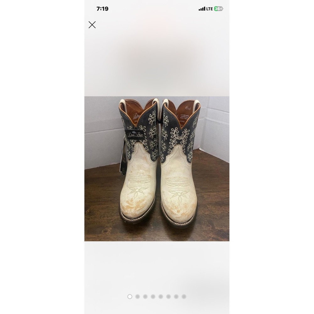 Dan Post Women Cowboy Western Boots DPP5726 Off-White Charcoal Leather Sz 10M